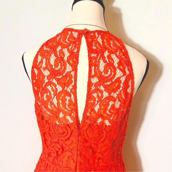 J. Crew Orange tangerine lattice overlay sleeveless dress. Sz 8 - Picture 3 of 4